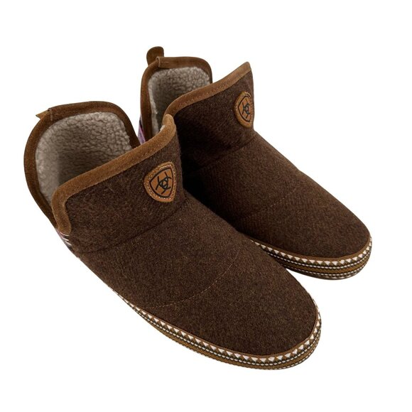 Ariat Womens Brown Wool-Blend Slippers W/ Faux Fur Lining Size L (8.5-9) - Picture 3 of 9